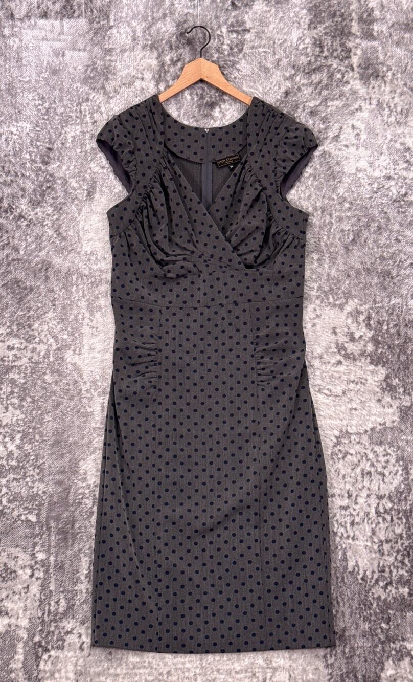 Stop Staring! Dress 14 Womens Polka Dot Retro Pencil Fit Pinup Knee Length